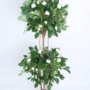 Arbol con mini rosas blancas h150cm